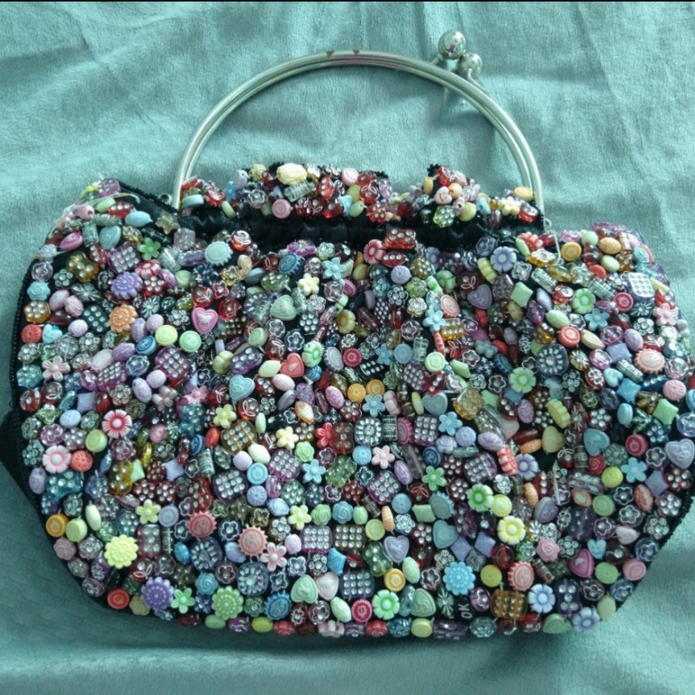 Vintage beaded and satin clutch